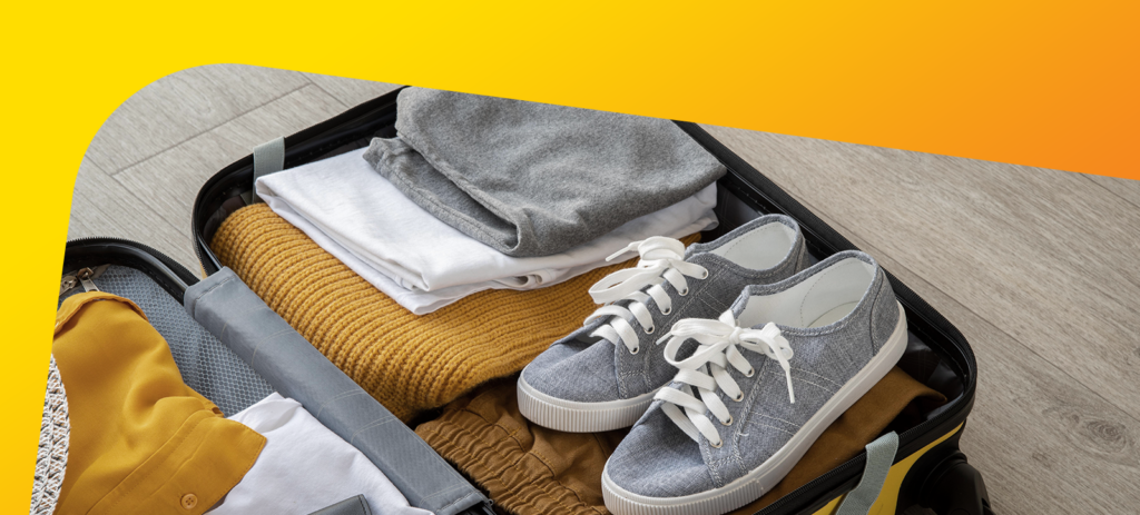 Mala pronta para viajar para o exterior